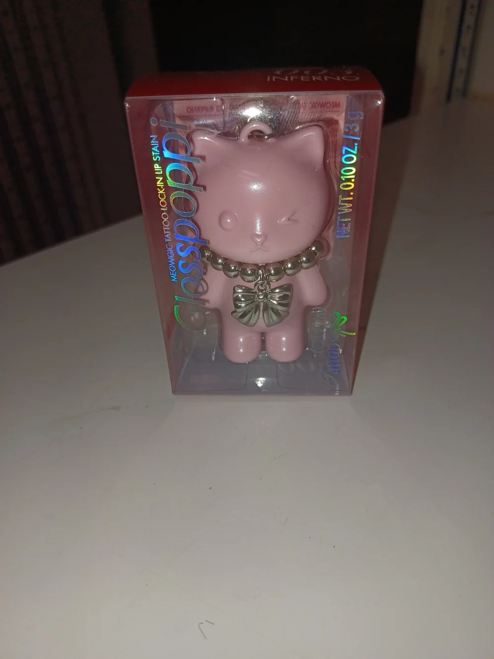 New Glosspoppi Meowgic Tattoo Lock In Pink Cat Lip Gloss Charm Keychain